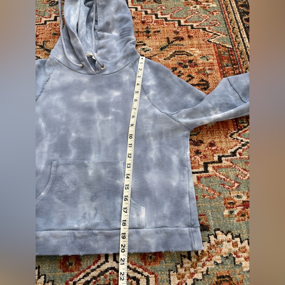 Love Shack Fancy Washed Denim Anarosa Distressed Hoodie Sweatshirt Small - Picture 10 of 10